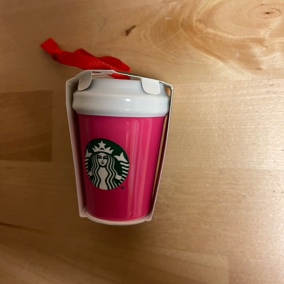 New with Tags Starbucks Ceramic Cup 2021 Ornament Pink - Picture 5 of 6